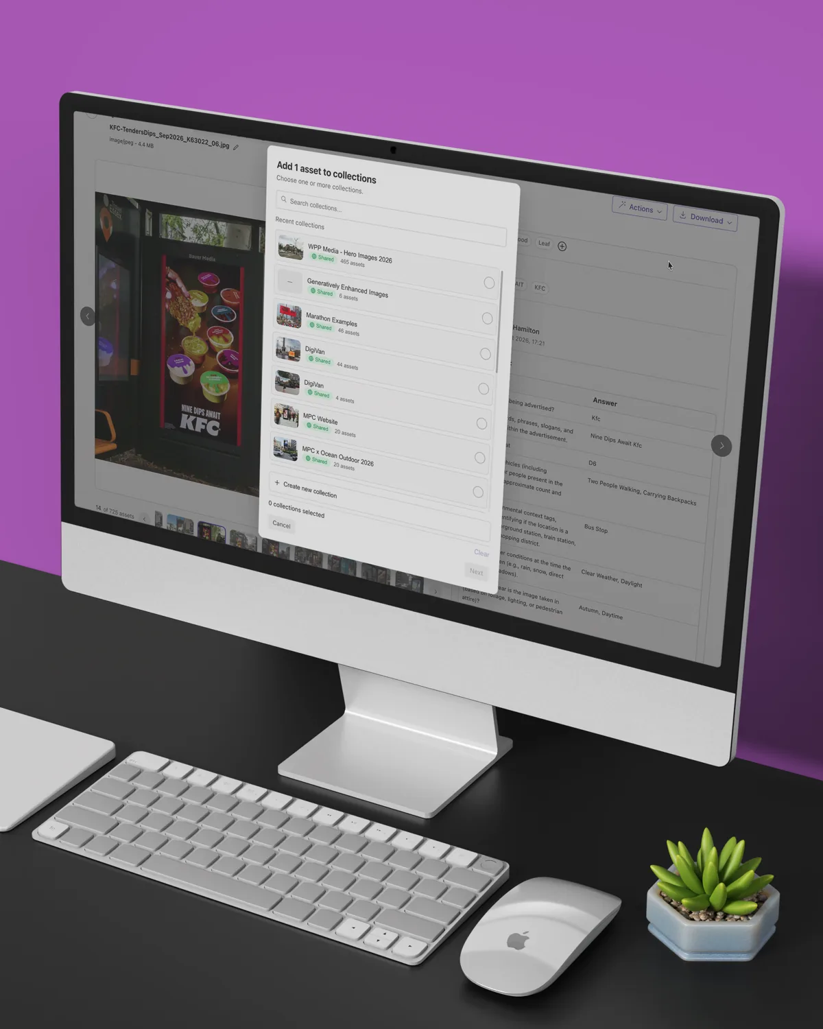 Visionworx asset management, build collections: Bring the right work together for a brief, a client or a campaign.